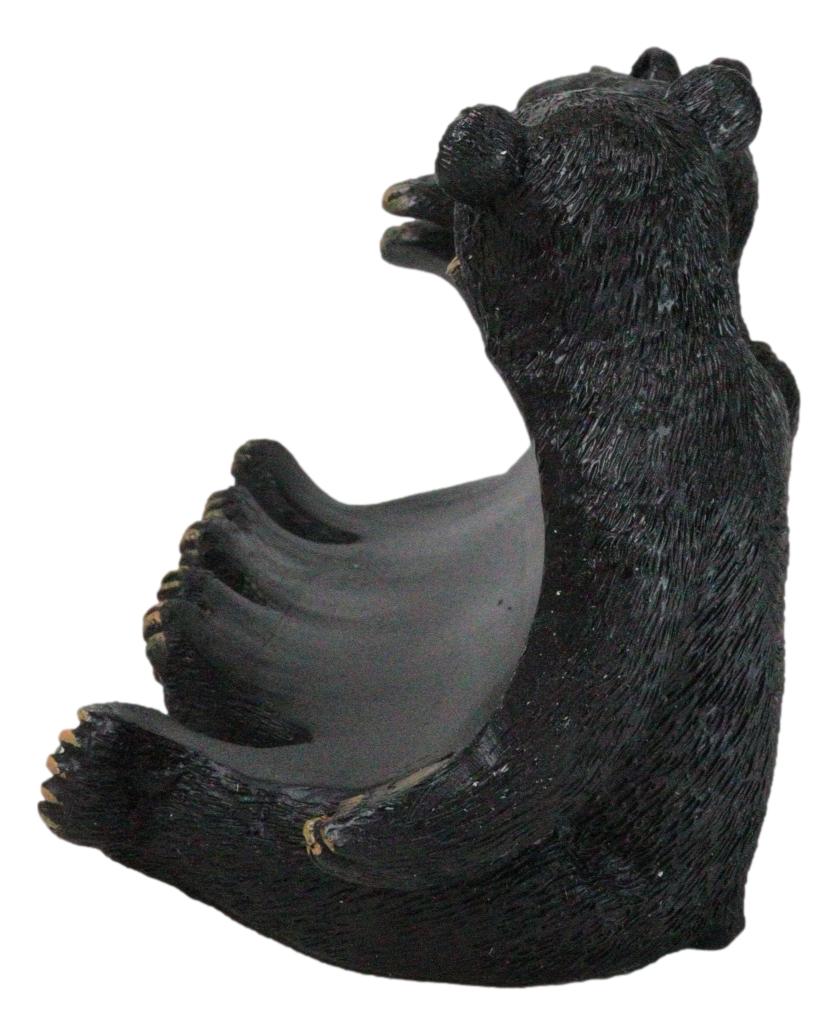 Rustic Western Forest Animal Whimsical 3 Black Bears Wine Bottle Holder Decor