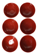 Set Of 6 Red And Black Round Appetizer Soup Salad Rice Melamine Bowls 4.5"D