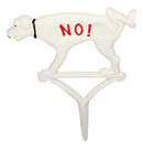 Cast Iron Keep Off The Grass No! Peeing Dog White Garden Stake Sign 12"H