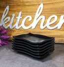 Pack Of 6 Black Silk Melamine Rectangular Wavy Buffet Lunch Sushi Plates 6.75"L