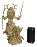 Wiccan Celtic Horned God Of Fertility Cernunnos With Sword Cobra Foxes Figurine