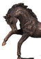 Rustic Western Country Stallion Horse Textured Bronze Resin Figurine With Base