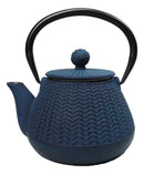 Blue Tokusa Geometric Textured Pattern Petite Cast Iron Teapot 10oz Tea Pot