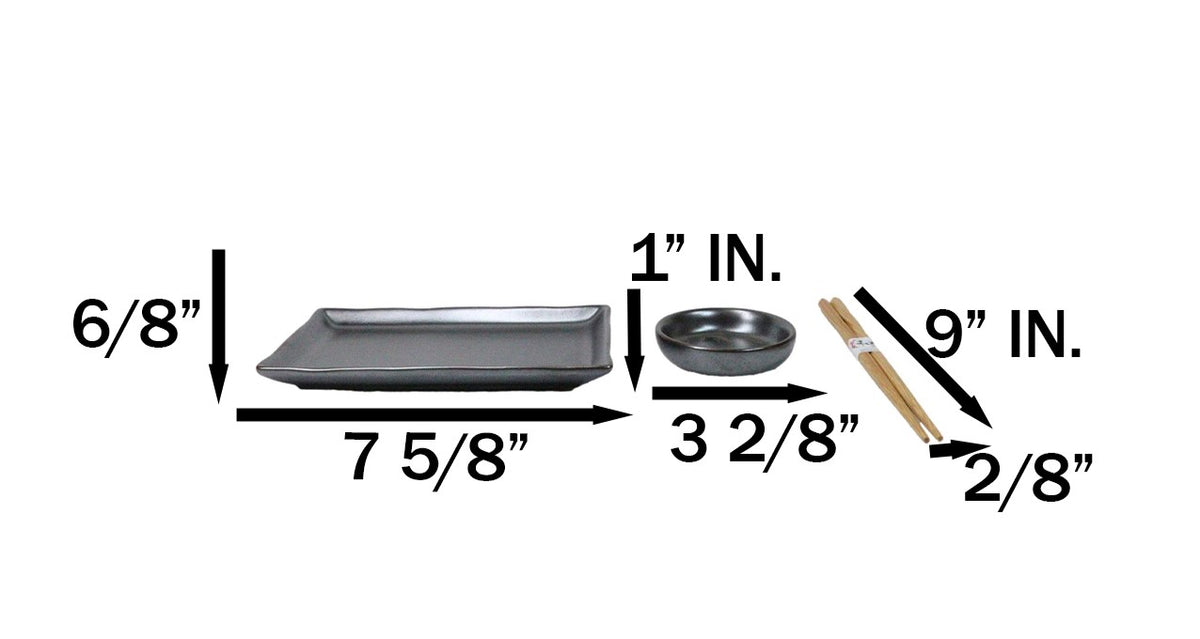 Tetsu Kesho Porcelain Sushi Plates Sauce Dishes Chopsticks Dinnerware Set For 2