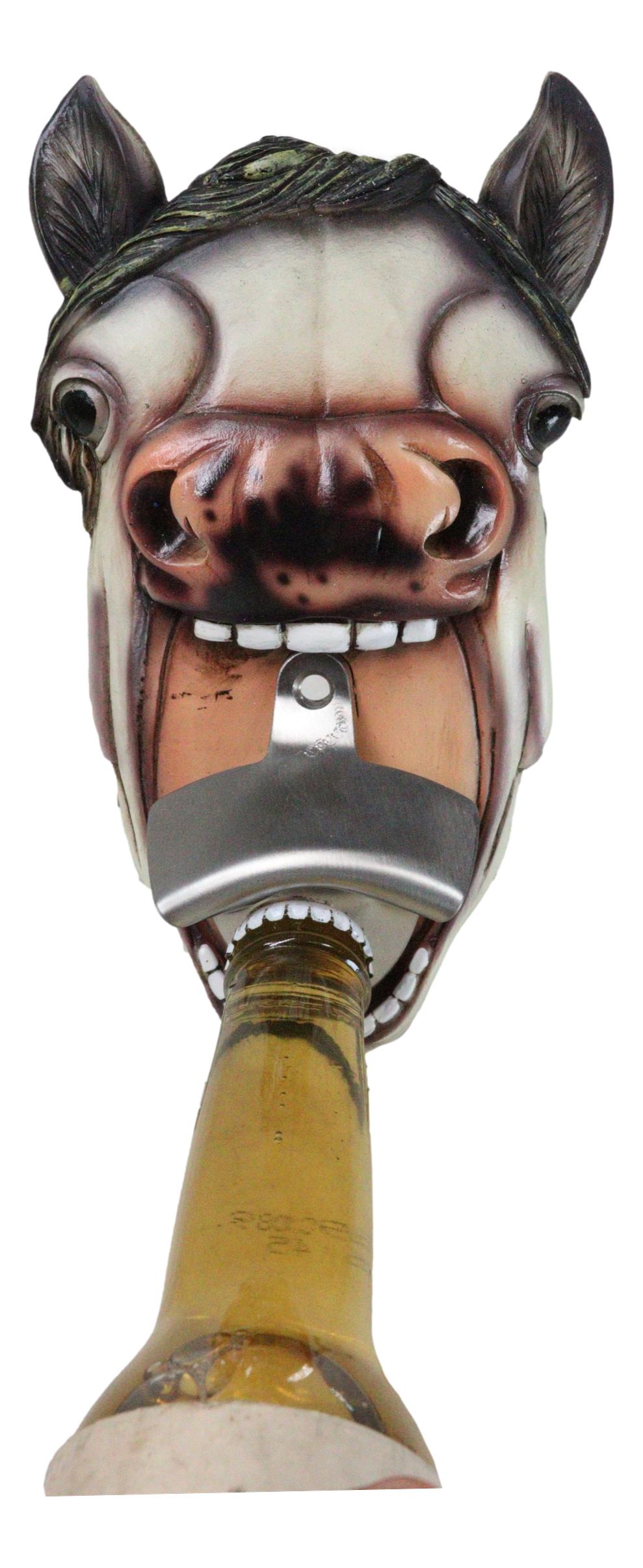 Rustic Western Country Farm Comical Neighing White Horse Wall Bottle Opener