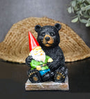 Backwoods Buddies Black Bear Hugging Gnome Figurine Whimsical Woodland Bear