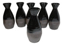 Pack Of 6 Made In Japan Black Matte And Glossy Wine Sake Tokkuri Bottle Flasks