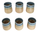 Pack Of 6 Porcelain Ao Nagashi Blue River Reactive Glaze Yunomi Tea Cups 9oz