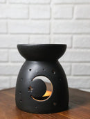 Ceramic Wicca Crescent Moon And Stars Essential Oil Burner Votive Candle Warmer