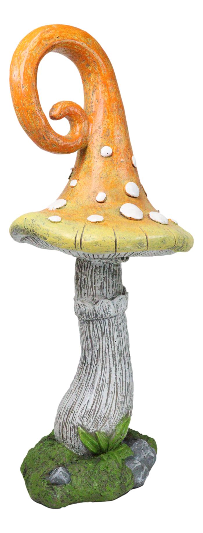 Large Fairy Garden Orange Meringue Crooked Toadstool Mushroom Figurine 23"H - Ebros Gift