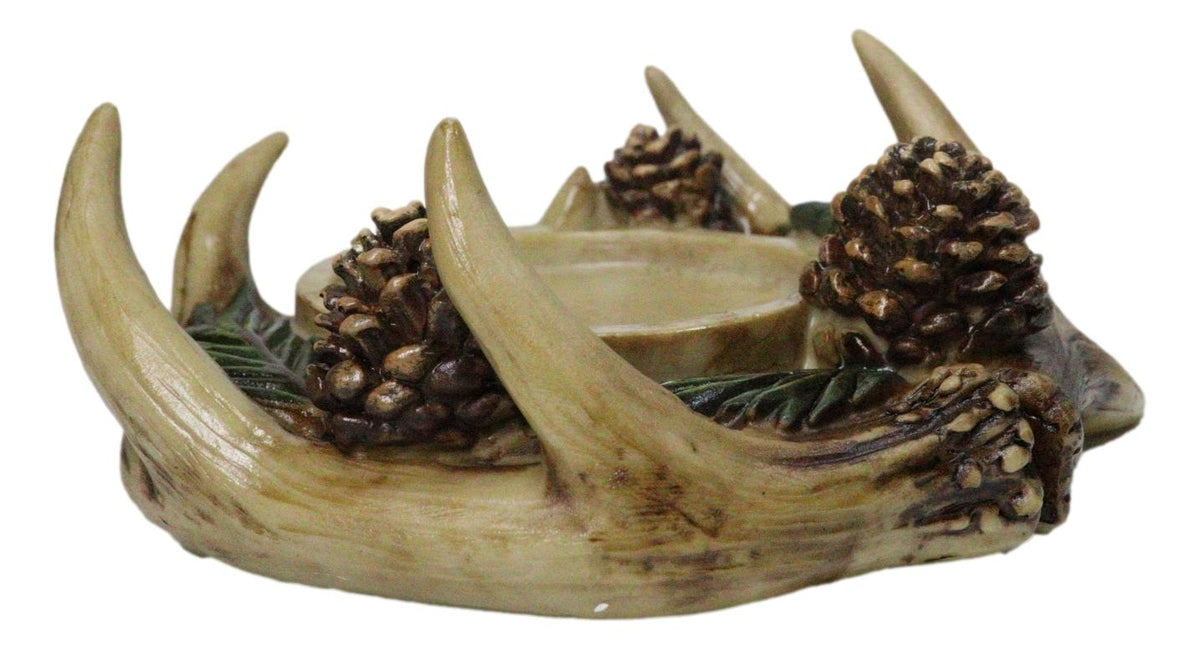 Antler Haven Candle Ring Holder Or Candleholder Rustic Deer Antler & Pinecone
