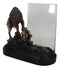 Angry Native American Bison Buffalo Bronzed Figurine With 6X4 Glass Photo Frame