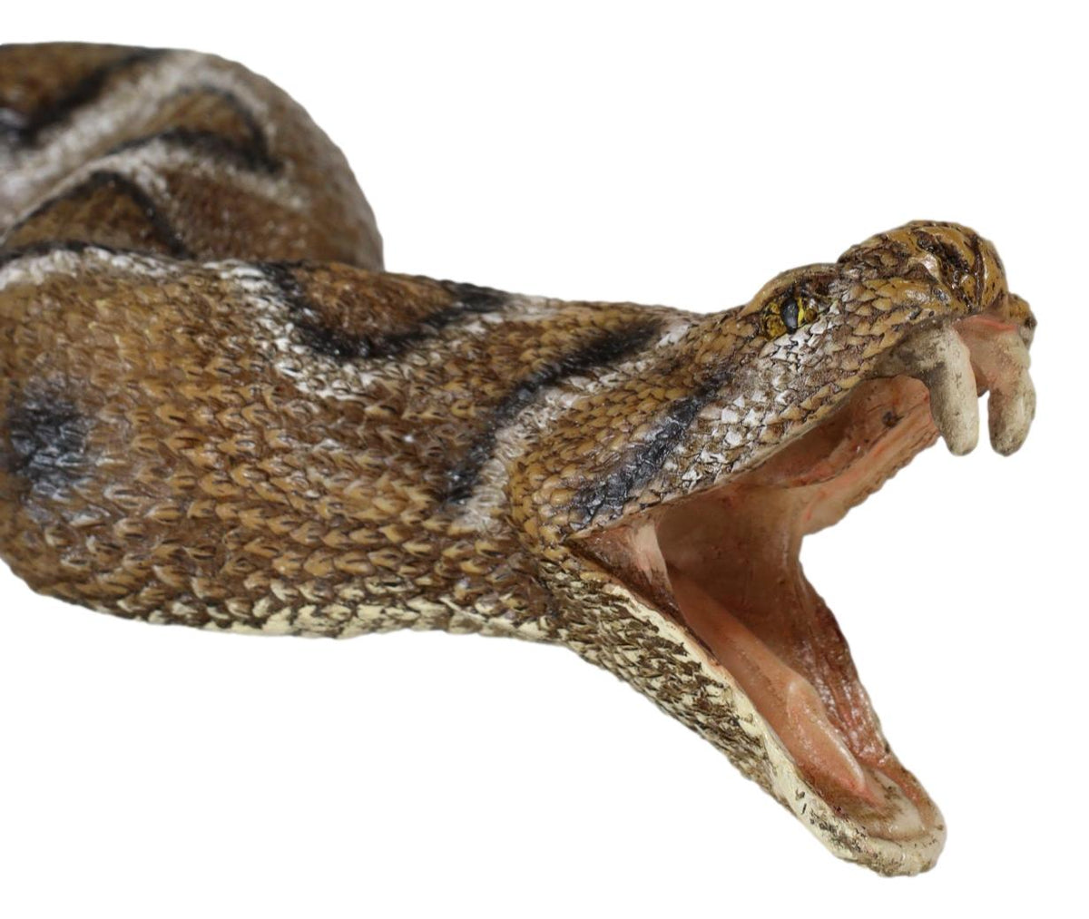 Realistic Attacking Coiled Diamondback Rattlesnake With Fangs Bared Figurine - Ebros Gift