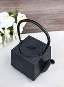 Black Traditional Square Tetsubin Medium Cast Iron Teapot 28oz Tea Pot W/ Handle