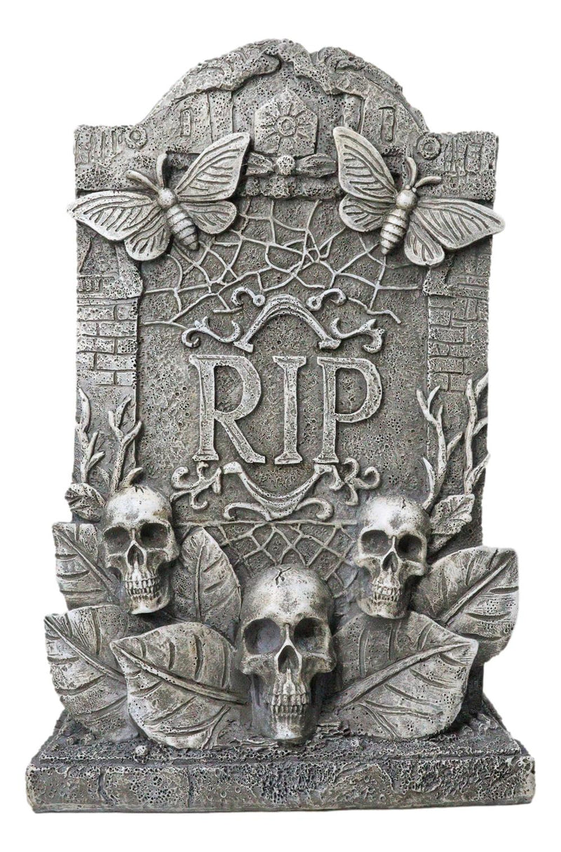Ossuary Gothic Skulls Death Moths Graveyard Mortuary RIP Tombstone Figurine
