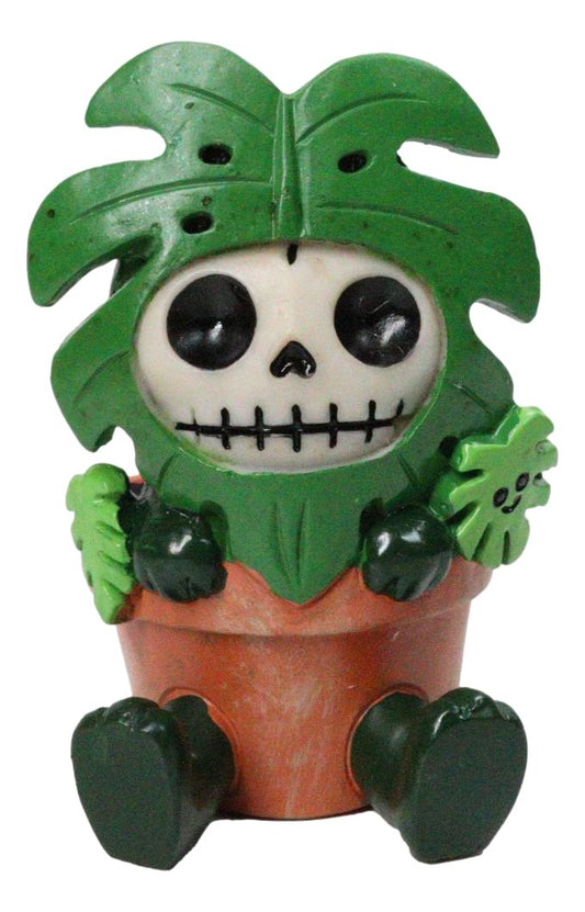Furry Bones MonstyD Monstera Succulent Plant in Pot Skeleton Figurine Furrybones