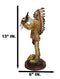 Indian Tribal Warrior Chief with Roach Headdress Holding Ox Cow Skull Figurine