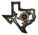 Rustic Western Lone Star Texas Map 4 Cowboy Revolver Guns With Ropes Wall Decor