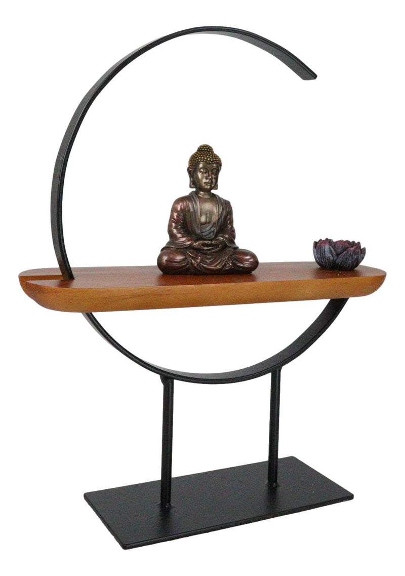 Zen Metal Crescent Amitabha Buddha With Lotus Incense Burner Meditation Tool