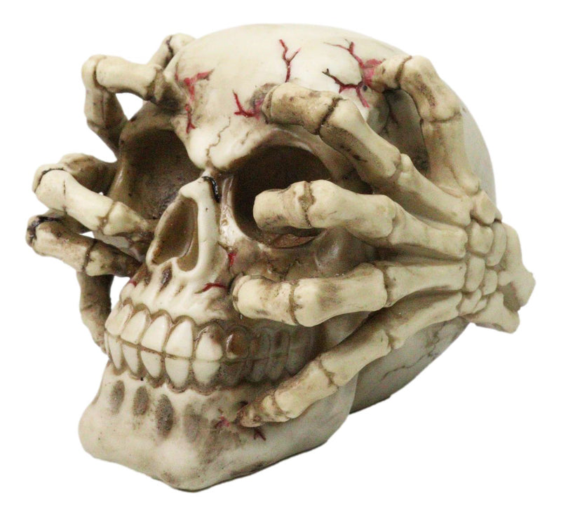 Ossuary Macabre Evil Skull With Skeleton Claws On Bloody Cranium Figurine