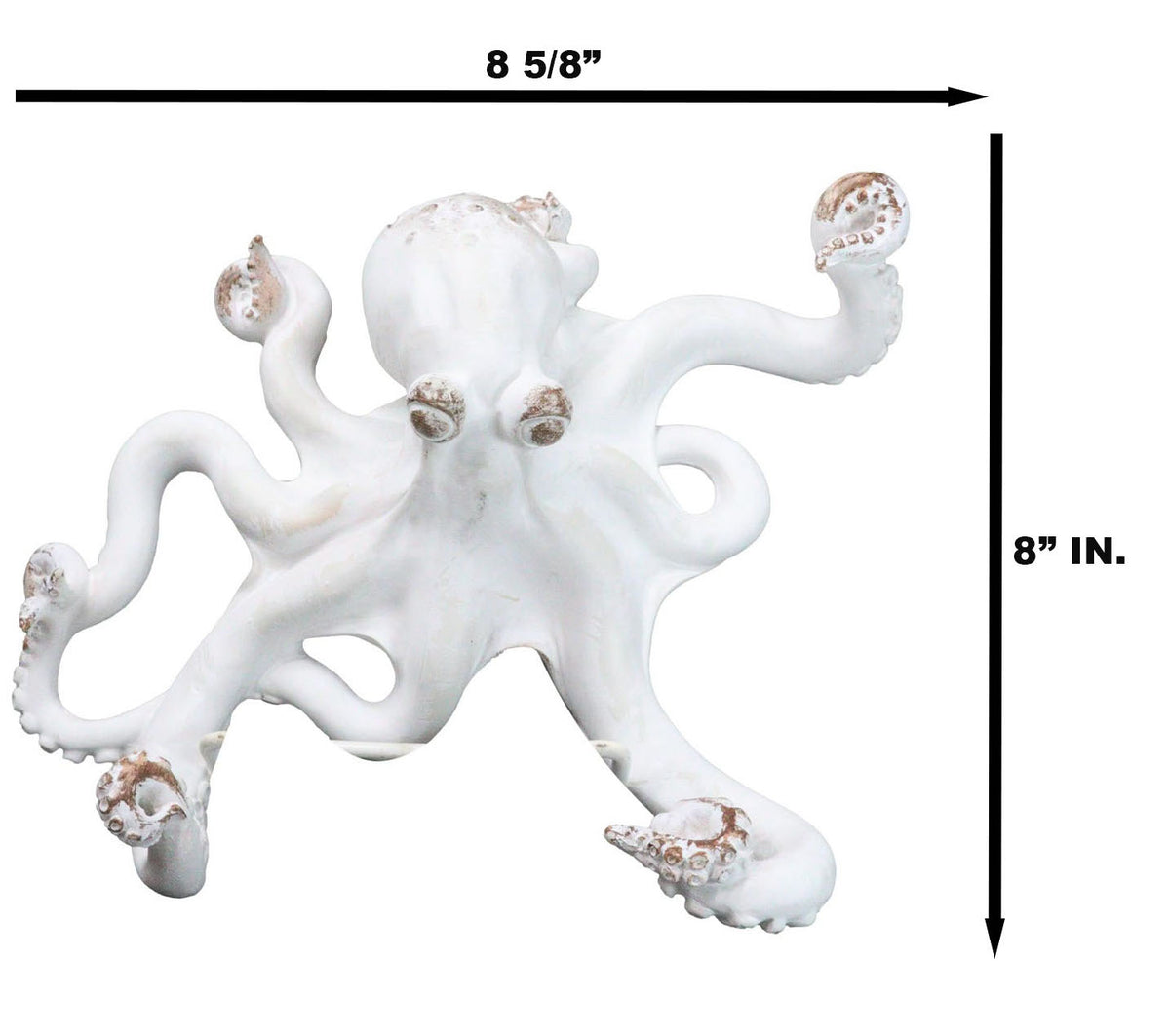 Nautical Marine Antique White Giant Octopus Multi Point Tentacles Wall Hooks
