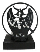 Wicca Occultic Sabbatic Goat Winged Baphomet Coated Metal Votive Candle Holder
