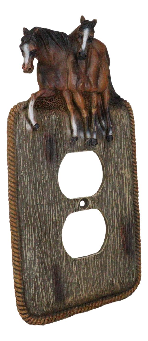 Set Of 2 Novelty Western Country Equine Horses Double Receptacle Outlet Plates
