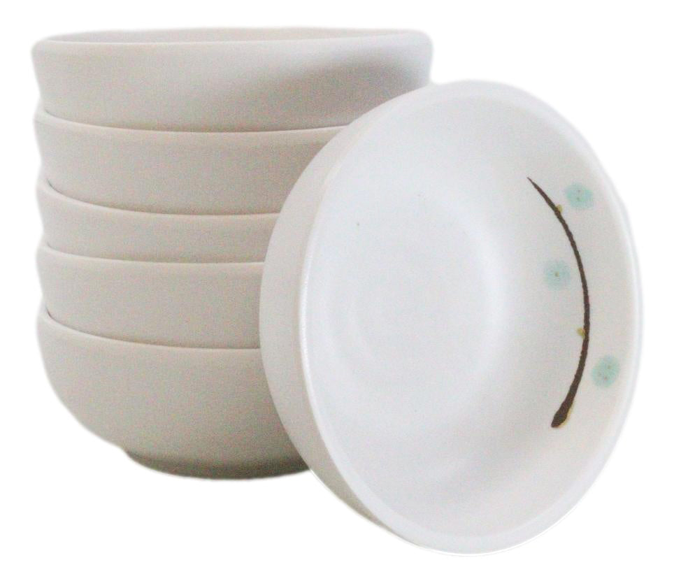 Set Of 6 Modern Yukino Hana Snowflakes Melamine Soup Rice Shallow Bowls 5oz