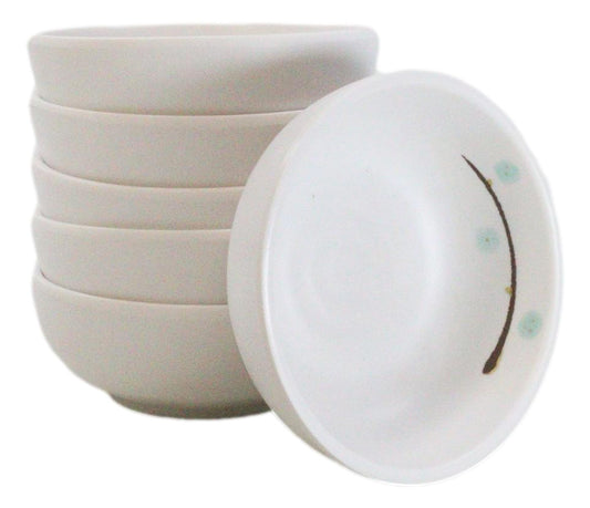 Set Of 6 Modern Yukino Hana Snowflakes Melamine Soup Rice Shallow Bowls 5oz