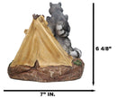 Bedtime Story Raccoon Mother & Cubs Figurine Raccoon Family Reading by Tent