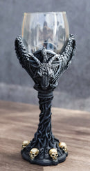 Sabbatic Goat Baphomet Pentagram Raven Wings Dendritic Vines Wine Goblet Cup