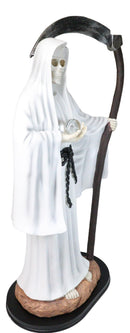Large 2 Feet Tall Holy Death Santa Muerte Holding Scythe In White Robe Statue