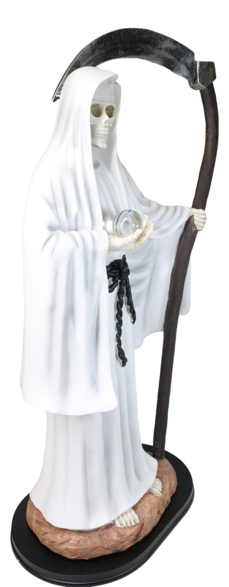 Large 2 Feet Tall Holy Death Santa Muerte Holding Scythe In White Robe Statue