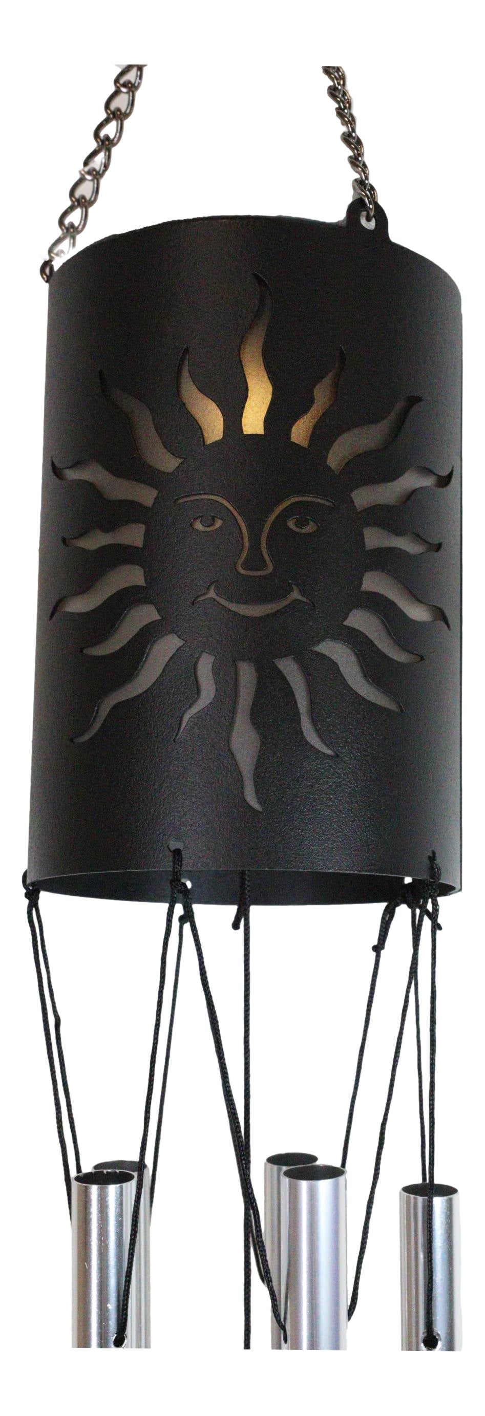 Belenos Sun God Cylindrical Steel Metal Filigree Hanging Solar Wind Chime