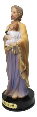 Catholic Saint Joseph With Baby Jesus Figurine Home Seller Kit With Prayer Card - Ebros Gift