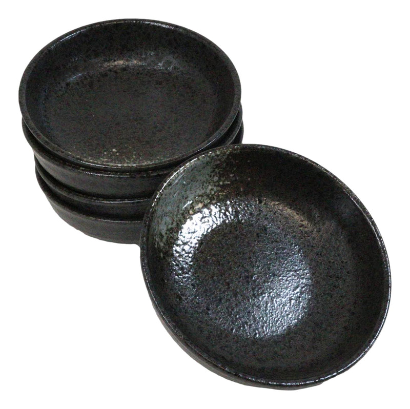 Pack Of 5 Charcoal Grey Tone Hakumu Collection Shallow Bowl Or Deep Plates 10oz