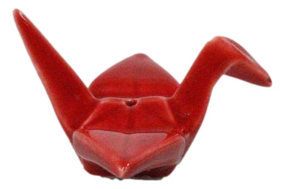 Ebros Set of 4 Ceramic Red Japanese Origami Crane Incense Stick Holders