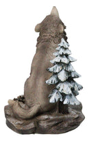 Wild Heritage Call of the Wild Howling Gray Wolf By Snowy Pine Tree Figurine