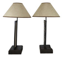 Set of 2 Rustic Western Cowboy On Giddy Up Horse Wood Metal Bedside Table Lamps