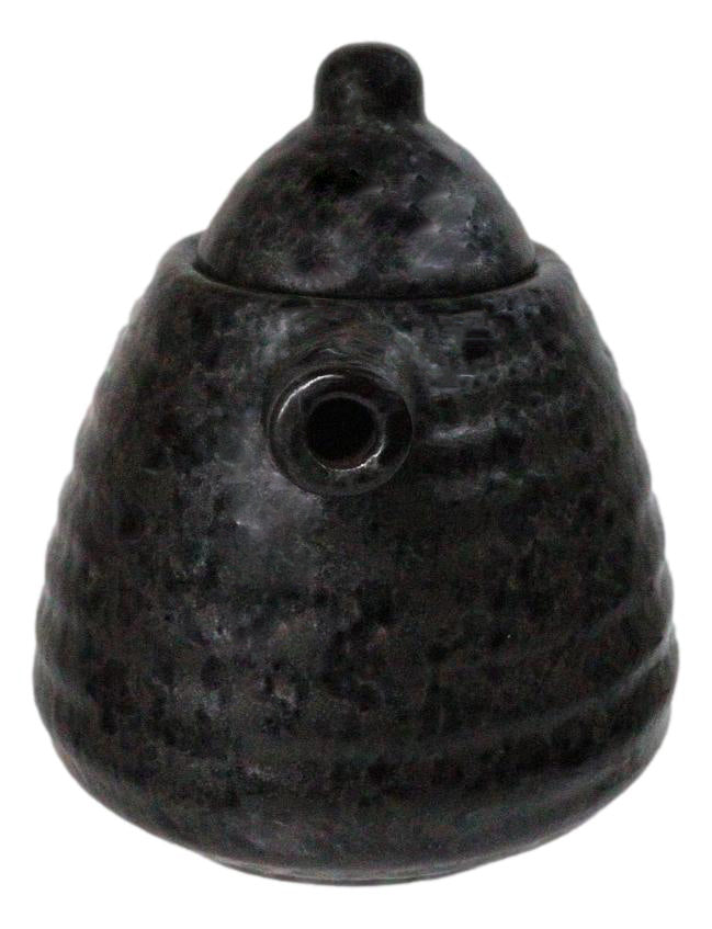 Set Of 6 Charcoal Grey Hakumu Tenmoku Porcelain Soy Sauce Shoyu Flask Dispensers