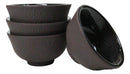 Brown Textured Surface Japanese Tetsubin Style Cast Iron Mini Tea Cups Set of 4