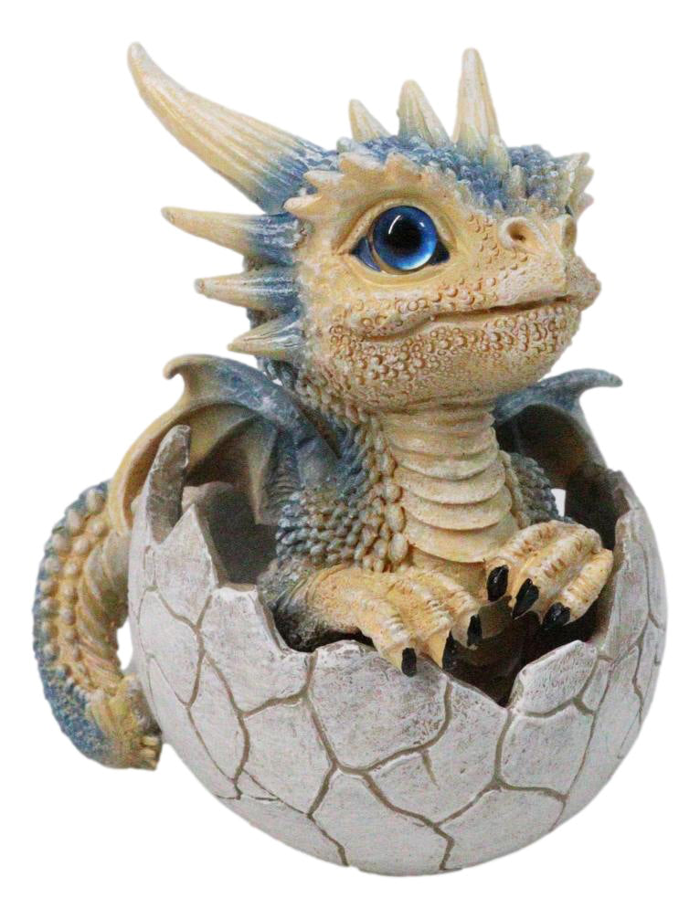 Ebros Pastel Blue Dragon Hatchling in Cracked Egg Fantasy Figurine, 4.5"
