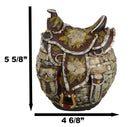 Rustic Western Brown Cowboy Horse Saddle Floral Wicker Design Coin Piggy Bank
