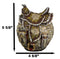 Rustic Western Brown Cowboy Horse Saddle Floral Wicker Design Coin Piggy Bank