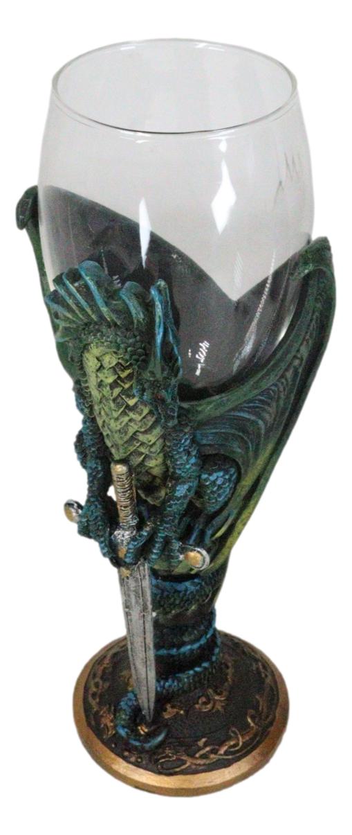 Fantasy Netherworld Earth Dragon Skull Blade Sword Glass Wine Goblet Chalice