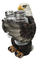 American Patriotic Bald Eagle Salt and Pepper Shaker Holder With Glass Shakers