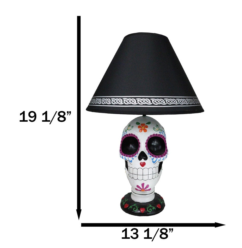 Festive Lights Macabre Day Of The Dead Sugar Skull Floral Sculptural Table Lamp