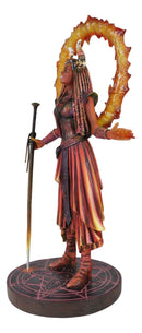 Fire Elemental Horned Sorceress Demoniac With Staff Pentagram Hellfire Figurine