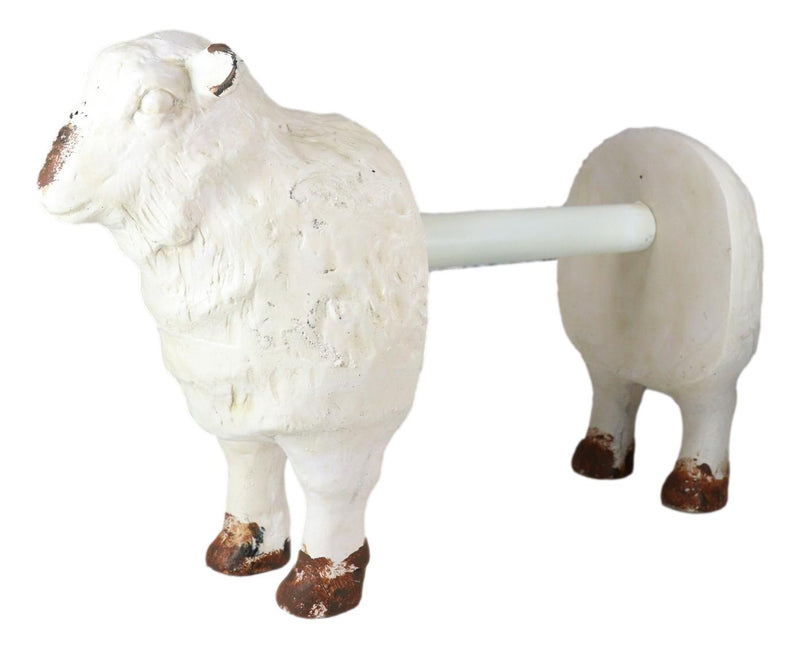 Rustic White Sheep Lamb Free Standing Kitchen Paper Towel Holder Dispenser