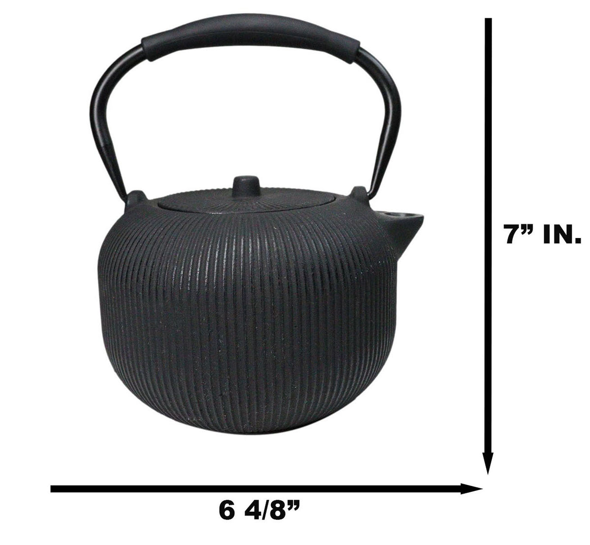 Matte Black Tokusa Vertical Lines Design Tetsubin Larger Cast Iron Teapot 33oz